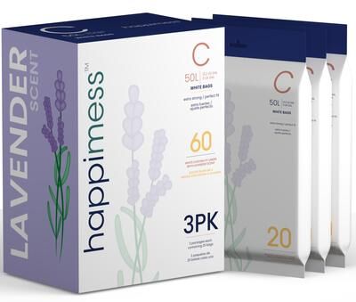 happimess 13.2-Gal (50L) Drawstring Trash Can Liner, (60-Count, 3-Packs)