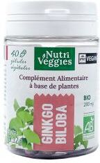 Nutriveggies Ginkgo Biloba Complément Alimentaire Bio 40 Gélules - Pot 40 gélules