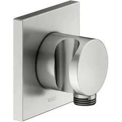 KEUCO Schlauchanschluss mit Brausehalter, Rosette eckig, 59592060002, Farbe: Edelstahl-finish