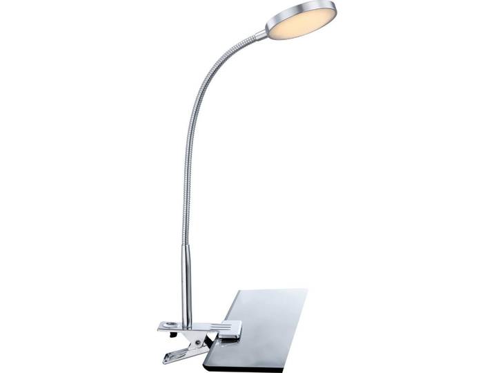 Globo Led-Klemmleuchte, Opal, Chromfarben, Kunststoff, 38 mm, F, 30x47x30 cm, CE, verstellbare Arme, Wippschalter, Lampen & Leuchten, Innenbeleuchtung, Tischlampen, Klemmleuchte