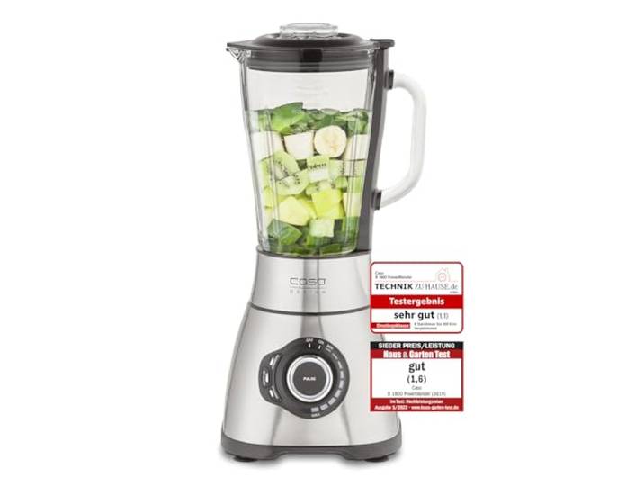 CASO B 1800 PowerBlender, Standmixer,Testsieger Haus & Garten Test, für Milchshakes, Babybrei etc., 1800 Watt Motor, großer Mixbehälter (1,75 l), Edelstahlgehäuse