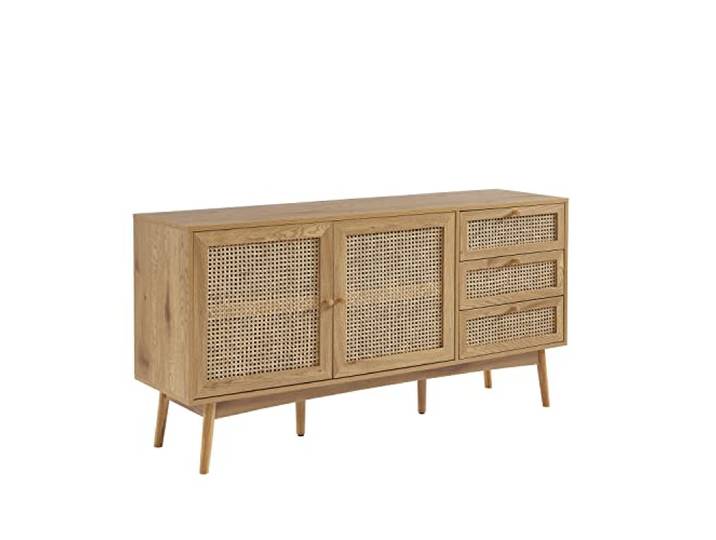 BAÏTA Anrichte INES Eichenoptik und Rattangeflecht, Braun, 150 cm
