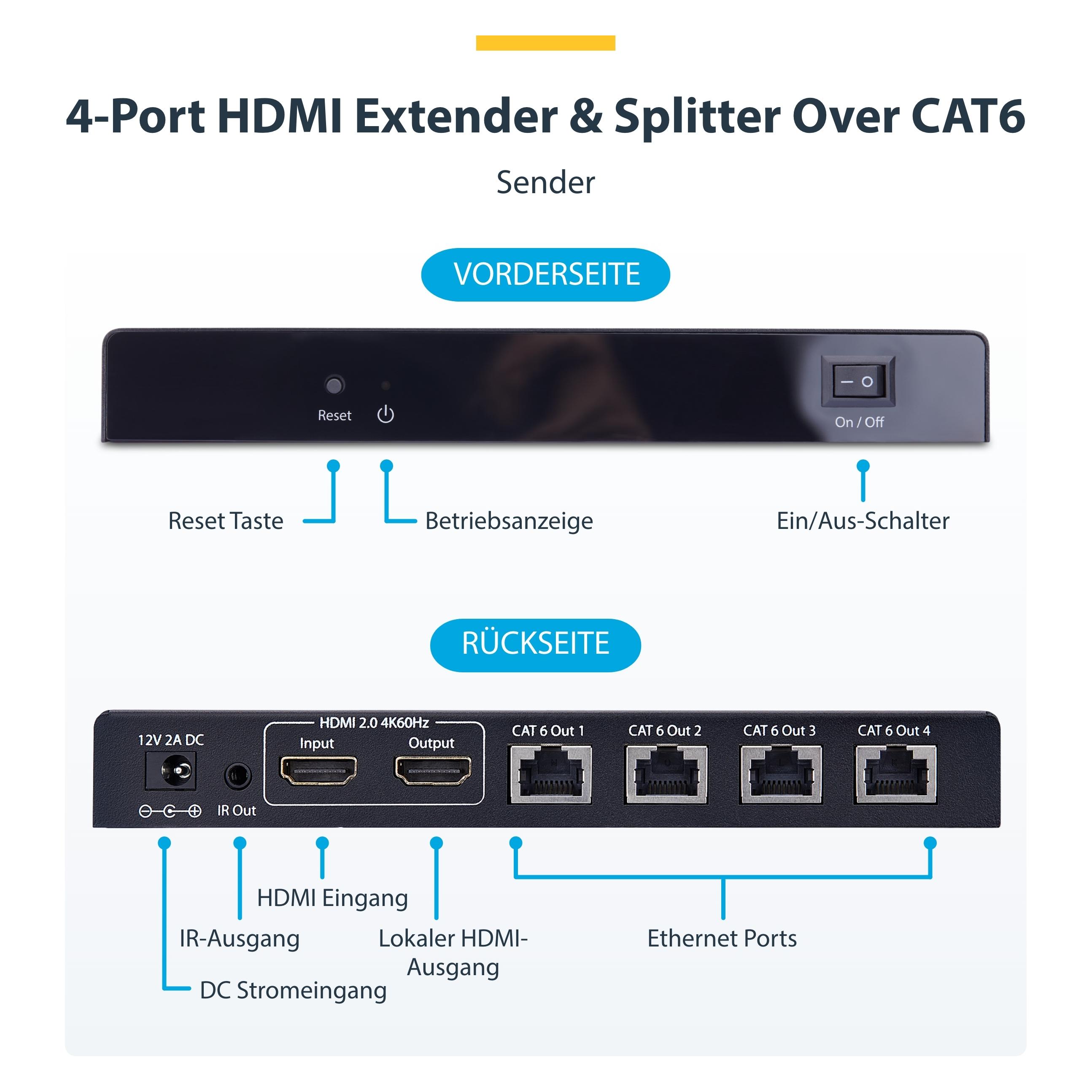 StarTech 4K7014IC-EXTEND-HDMI 4X HDMI EXTENDER/SPLITTER 4K NMS NS (4K7014IC-EXTEND-HDMI)