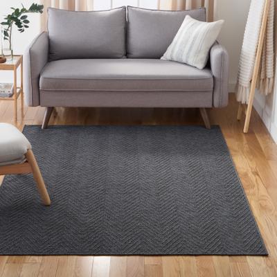 TOWN & COUNTRY BASICS Pax Herringbone Textured Solid Everwash® Washable Area Rug Black