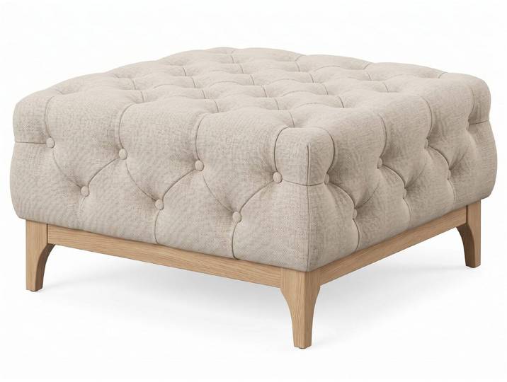 Xlmoebel Hocker Beiger Chesterfield Fußhocker im quadratischen Design für, Made in Europa