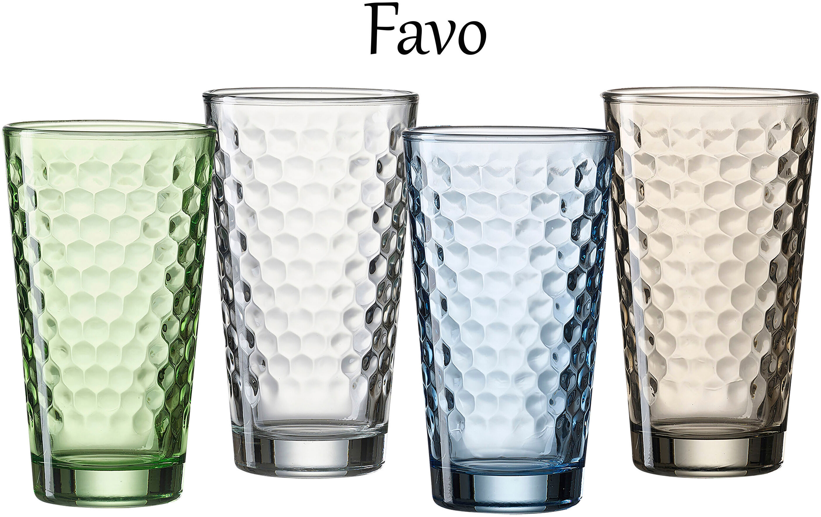 Longdrinkglas RITZENHOFF & BREKER "Favo, 6-teilig", braun, H:14,2cm Ø:8,4cm, Glas, Trinkgefässe, Longdrinkglas, 6er Set, je 350 ml braun Ø 8,4cm x 14,2cm, 350ml, 6 Stk.