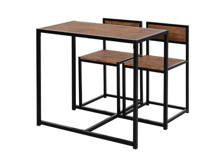 Groupe de salle à manger cuisine table à manger avec deux chaises table à manger pour petite pièce en métal et bois naturel groupe