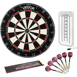 VEVOR Dartscheibe, mit 6 Dartpfeilen & Punktezähler, selbstheilendes Dartboard aus Sisalfasern mit klammerfreiem Bullseye & drehbarem Zahlenring, für Partys & Spielzimmer zu Hause