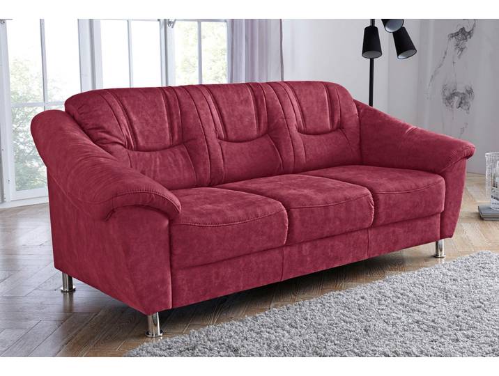 3-Sitzer SIT & MORE Salsa, B: 202 cm, Federkern, komfortable Sitzhöhe 45 cm , rot (bordeaux), B:202cm H:86cm T:90cm, Luxus-Microfaser ALTARA NUBUCK (100% Polyester) / Struktur (90% Polyester, 10% Polyamid);Luxus-Microfaser ALTARA NUBUCK (100% Polyester) / Struktur fein (100% Polyester), Sofas, 3-Sitzer, Frei im Raum stellbar, 110 kg je Sitzplatz, zeitloses Design