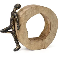 Moritz Dekofigur Stillness Schwarz-Gold 18 cm aus Mangoholz und Aluminium Skulptur mit Figur Symbol für Ruhe Gelassenheit und Balance Handarbeit Dekoration