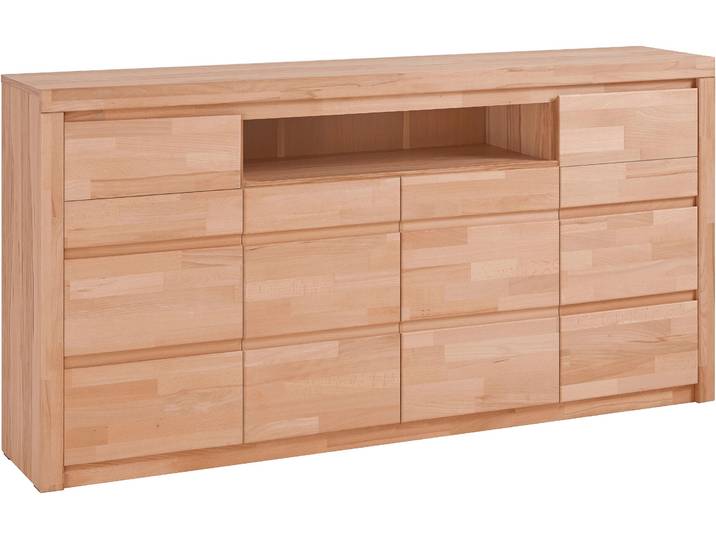 Kommode GOODPRODUCT Silkeborg , beige (kernbuche teilmassiv), Holzwerkstoff Kernbuchefarben (Korpus)/ Massivholz Kernbuche (Front), Holz teilmassiv, Sideboards, Kommode, Breite 170 cm