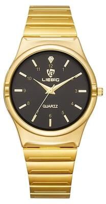 Uplift Essentials Luxury Golden Stainless Steel Quartz Watch Elegant Japan Movement Wristwatch For Men And Women men Black