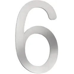 CMD Creative Metalldesign Hausnummer „ 6 “, Höhe 16cm, Edelstahl, gebürstet CMD-6