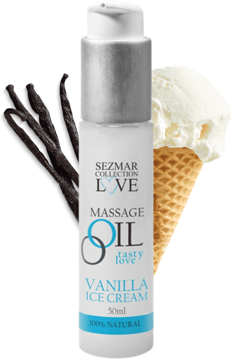 SEZMAR Huile de massage comestible parfum Vanille ice Cream - 50ml