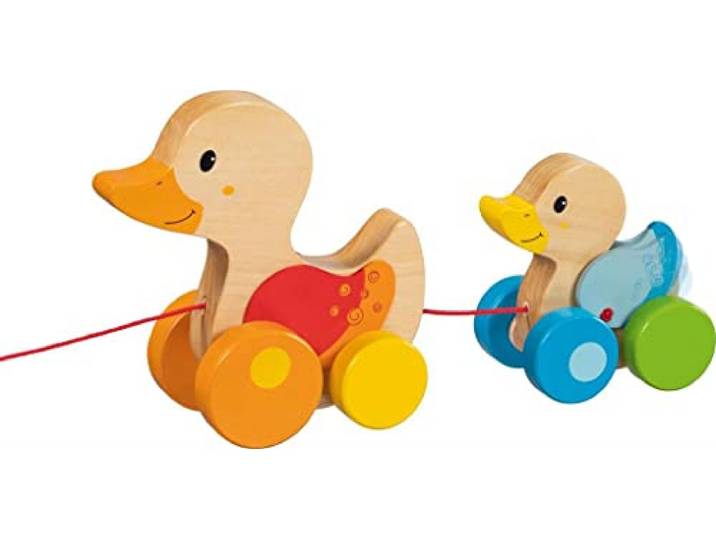 Goki - Familie van eendenkuikens, trekwagen, meerkleurig (54879)
