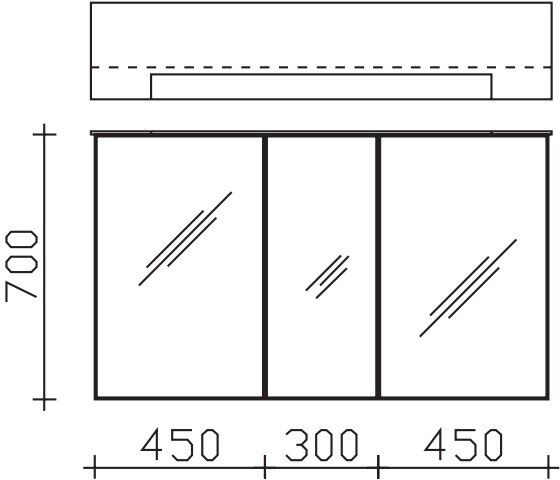 Pelipal Serie 6110 Spiegelschrank 6110-SPS08, B:1200, H:710, T:170mm 6110-SPS08