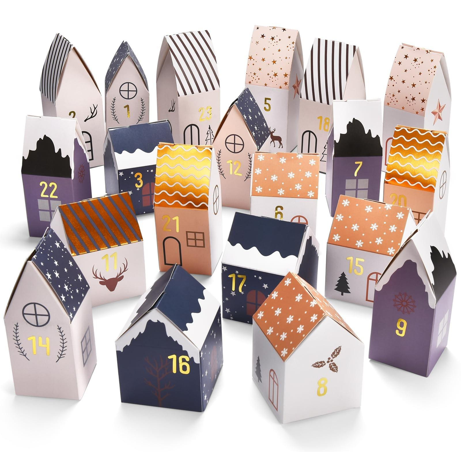 Set van 24 DIY Advent Kalender Huisjes voor Creatie