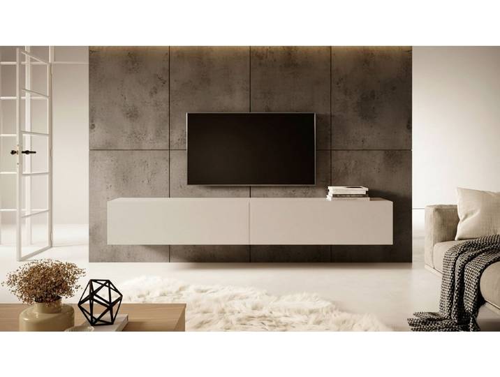 Selsey TV-Schrank Baleo hängendes Designmöbel mit 2 grifflosen Klappen und 2 Fächern 200 cm