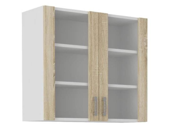 SARA Meuble haut - 2 portes - Décor chêne sonoma - L80 x P31 x H71 5 cm