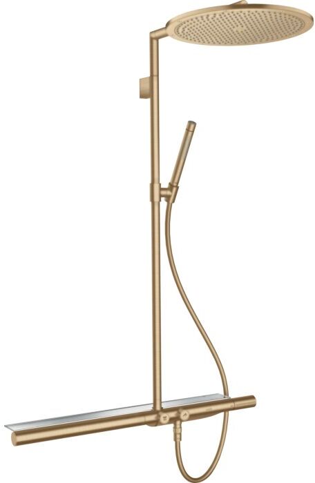 Hansgrohe Axor Showerpipe 27984140 mit Thermostat 800, Kopfbrause 350 1jet, brushed bronze