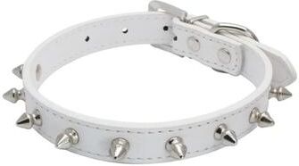 Uplift Picks Leather Spiked Pet Collar For Dogs And Cats white 42x2.0 Cm