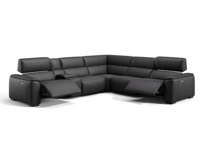 Leder Wohnlandschaft CALVERA Ecksofa elektrisch Eckgarnitur Eckcouch