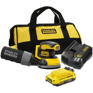 Stanley Exzenterschleifer FATMAX V20, SFMCW220D1S-QW, Akku, 125 mm Ø, 18 V / 2,0 Ah, mit Akku, Ladegerät und Tasche