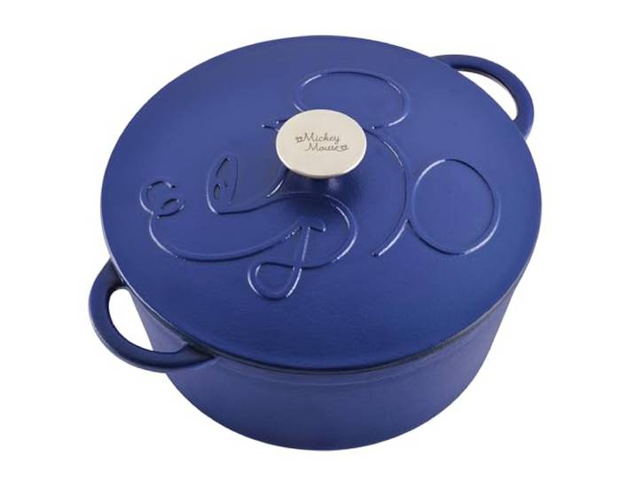 Farberware Disney Bon Voyage Schmortopf aus Gusseisen, vorgebrannt, mit Deckel, für alle Herdarten geeignet, einschließlich Induktion, 4,75 Quart, Blau