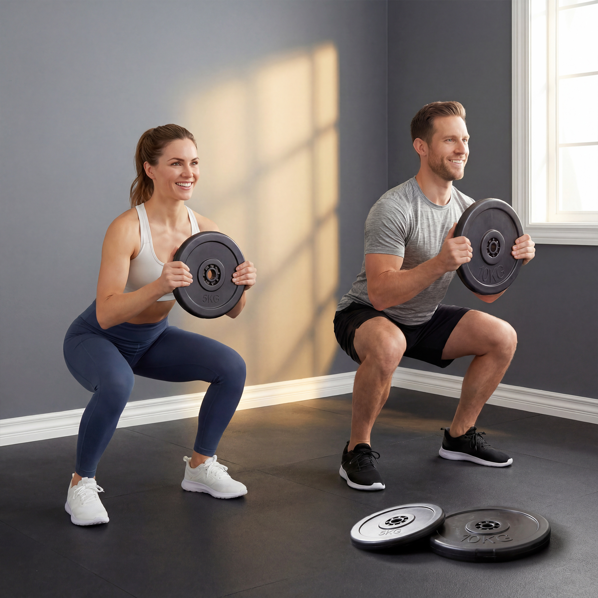 Homcom Set di 4 Dischi Pesi, Set Dischi Palestra per Allenamento, Nero   Aosom Italy