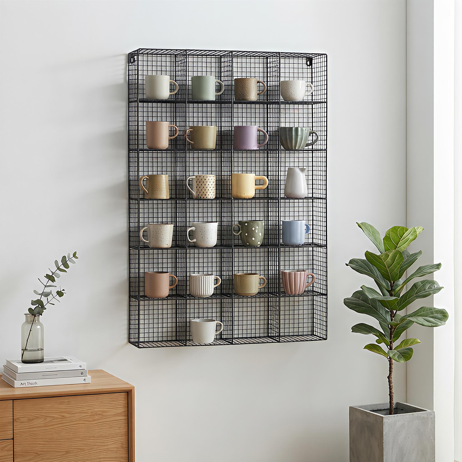 home24 Mokkenrek MUGO hoekig gepoedercoat metaal zwart B: 80 cm, H: 50 cm