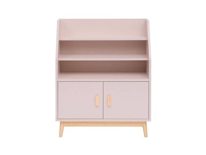 Rebecca Mobili Kinderbücherregal, Montessori Regal, Rosa Braun, MDF Kiefer, mit 3 Regalen und 1 Fach, für Bücher Spielzeug - Maße HxBxT: 100 x 80 x 33 cm - Art. RE7131