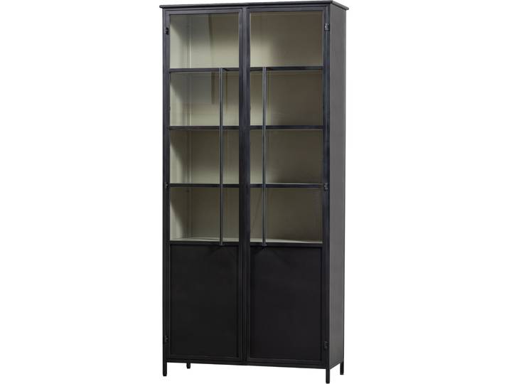 Vitrine WOOOD Exhibit Metall pulverbeschichtet, H 173 x B 99 x D 45 cm , schwarz, B:99cm H:200cm T:44cm, Metall, Schränke, Vitrine, Die Vitrine Exhibit aus mattem Metall hat 5 stabile Einlegeböden.