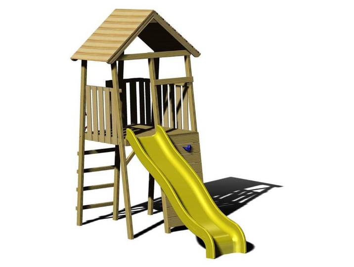 Wendi Toys Holz Spielturm Falke inkl. Rutsche und Kletterwand Natur 280x110x270 cm