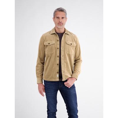 Langarmhemd LERROS "Maskulines Herrenhemd aus Cord mit Stretchanteil", Herren, Gr. 3XL, Normalgrößen, beige (gravel beige), 98% Baumwolle, 2% Elasthan, Hemden