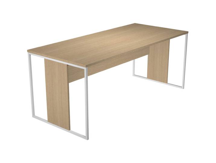 Bureau droit Presto 180 x 80 cm - Plateau Chêne - Pieds Blanc