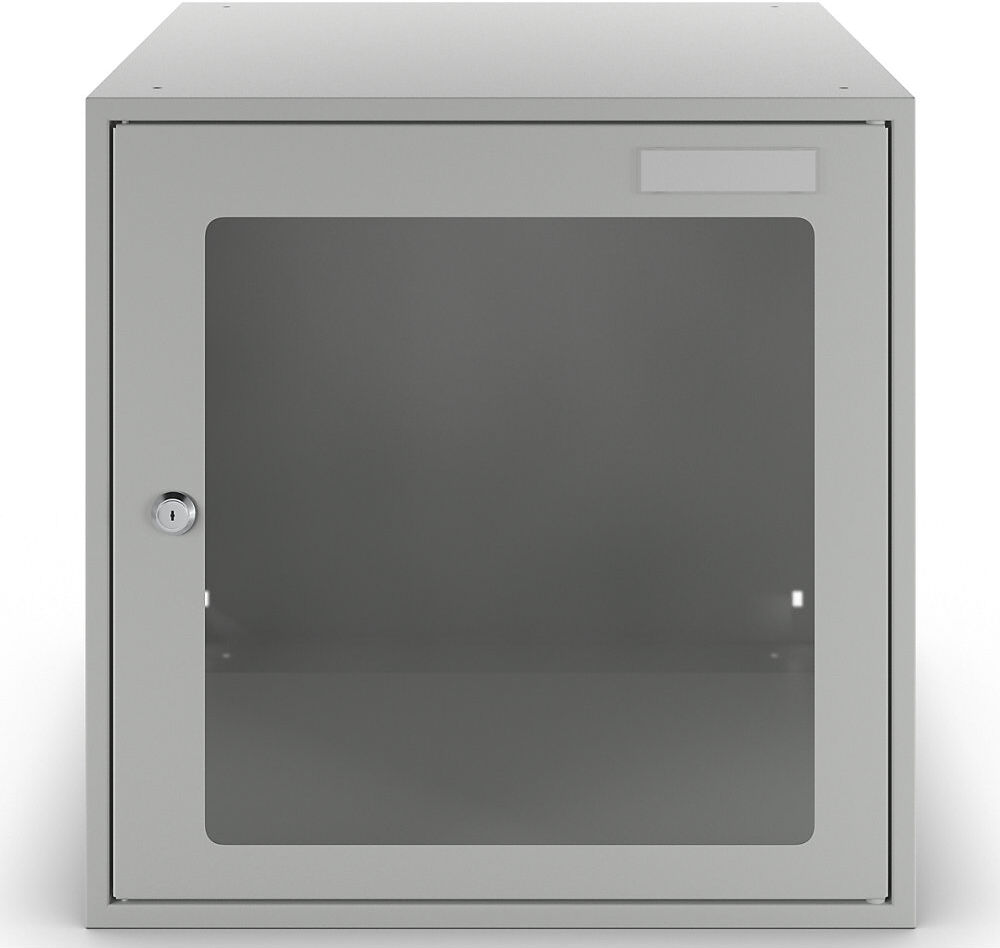 Schließfachwürfel, Sichtfenster, HxBxT 450 x 450 x 450 mm, lichtgrau eurokraft basic