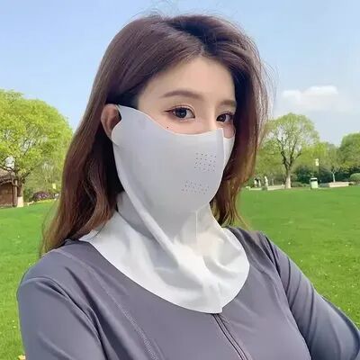 Universal Stock Ice Silk UV Protection Face & Neck Cover Scarf For Cycling, Hiking & Outdoor Sports grey