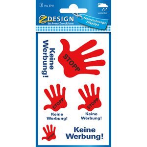 Zweckform Hinweisetiketten 3741, Keine Werbung, 76 x 120mm, selbstklebend, wetterfest, 5 Stück