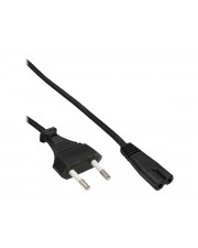 InLine Netzkabel Netzstecker CEE7/16 Italien auf Euro 8 C7 Stecker schwarz 1,8m 1,8 m 2-polig IEC (16654I)