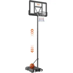 VEVOR Basketballkorb Outdoor Basketballständer 122–305 cm Einstellbare Höhe, Basketballanlage Schwarz Wetterbeständig Rostbeständig, Basketballkorb Standfuß mit Wasser oder Sand Mobil