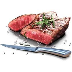 alpina Steakmesser 4-teilig in Holzbox, Besteck, Silber