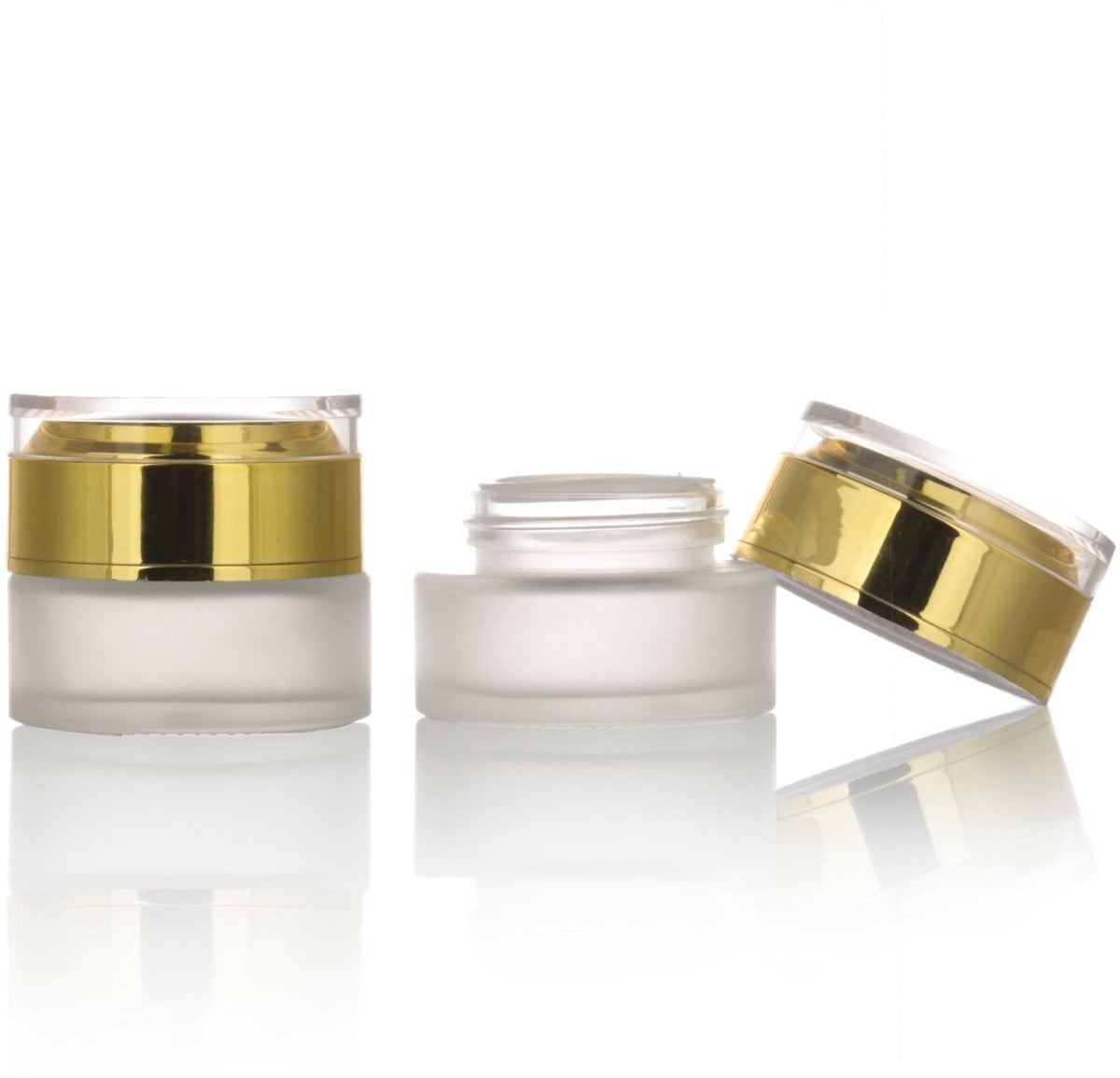 Omgoods 50 stuks lege frost glazen potjes van 30g met gouden deksel