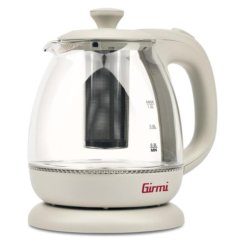 Girmi BL41 Wasserkocher - 1 Liter - Glaskanne - Edelstahlfilter - 1100 W - Beige (1 l) (BL4101)