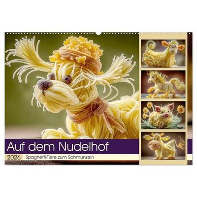 Auf dem Nudelhof. Spaghetti-Tiere zum Schmunzeln (Wandkalender 2026 DIN A2 quer), CALVENDO Monatskalender