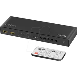 LOGILINK HD0049 - HDMI-Matrix-Switch, 4x2-Port, 4K/60 Hz, Scaler
