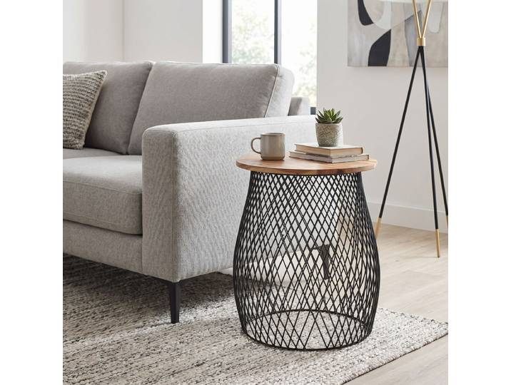 Beistelltisch AMBIENTE HAUS Urban rundes Beistelltisch käfig -H 50cm , schwarz, B:54cm H:59cm T:54cm, Tische, Beistelltisch