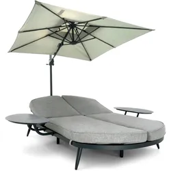 Leco Sonnenliege mit Ampelschirm - 240x253x240cm - anthrazit -