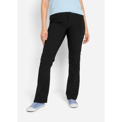 Stretch-Hose BONPRIX, Damen, Gr. 36, K-Gr, schwarz, Web, Obermaterial: 72% Polyester, 24% Viskose, 4% Elasthan, unifarben, regular fit lang, Hosen, aus Viskose, mit Bootcut-Design, Regular Fit, mit Gürtelschlaufen