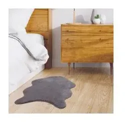 Home Deco Factory, Teppich, Teppich Fellimitat Feinflor grau 60x90cm (90 x 60 cm)