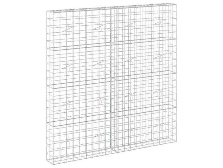 Gabion aus verzinktem Stahl, 200 x 200 x 200 cm, Draht 3,5 mm Verzinkter Stahl, Draht 3,5 mm, Maschen 10 x 10 cm, Haken und Clips, Verwendung im Freien, Trennwand
